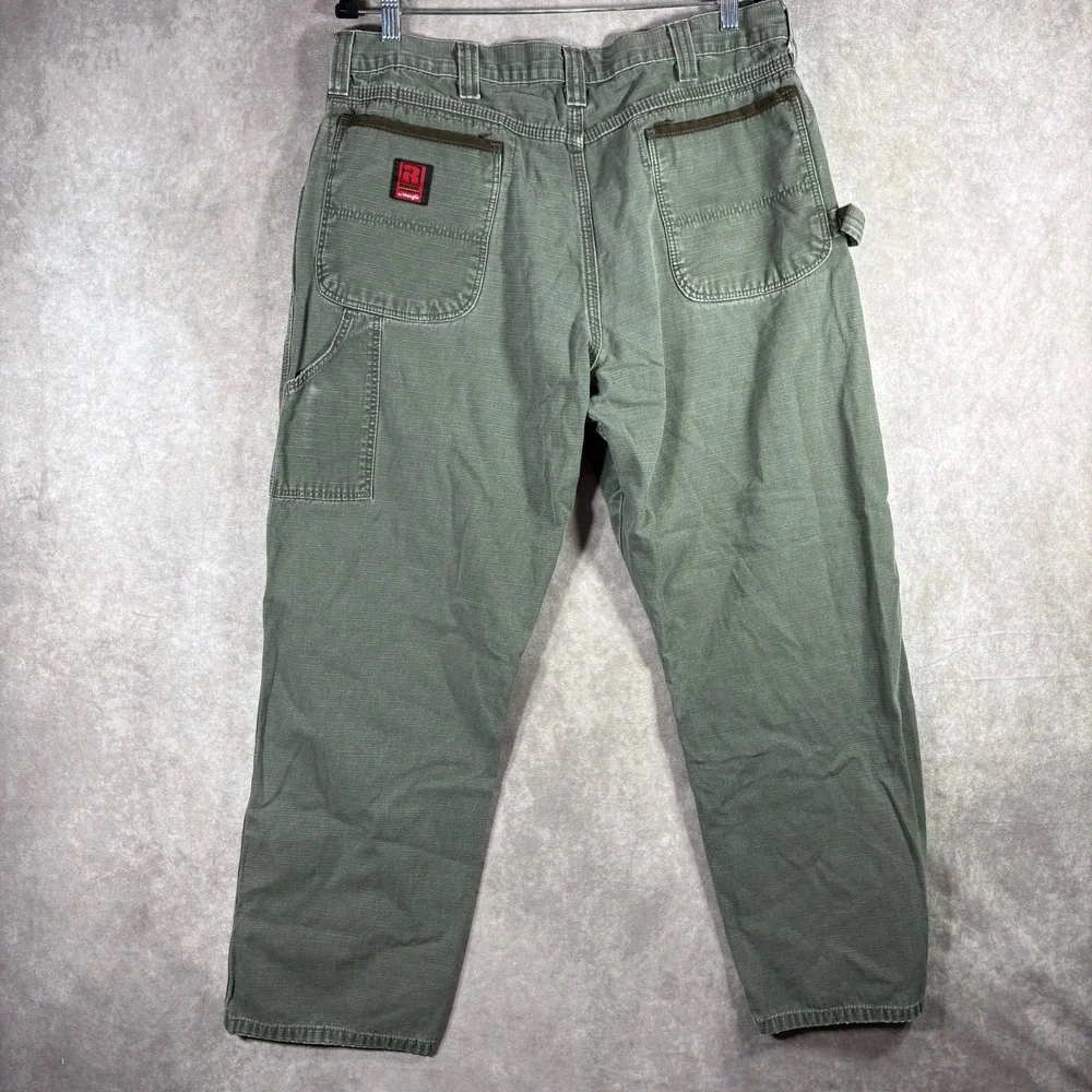 Wrangler RIGGS Ripstop Pants Mens 38x30 Green Workwear Carpenter Utility Jeans